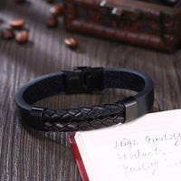 Stainless Steel Leather Bracelet 8 Inches 12MM Box L361