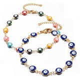 Stainless Steel Gold Plated Link Bracelet Evil Eye Lobster Adjustable Size P227