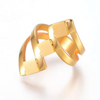 304 Stainless Steel Finger Rings Wide Band Rings Gold Size 7 17mm Z714