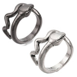 Alloy Cuff Finger Ring Snake Antique Silver Black Size 7 Adjustable 17mm P466