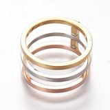 304 Stainless Steel Finger Rings Gold Rose Gold Silver Size 6~9 16~19mm Z680