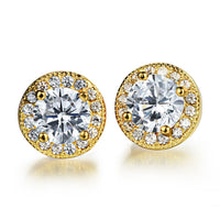 Gold Plated Earring  Round AAA Cubic Zirconia Women's G222