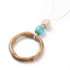 Bamboo Pendants Necklace Earrings Set Waxed Polyester Cord BurlyWood 18" P759