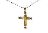 Stainless Steel Cross Pendant Beads Necklace Unisex Gold L170