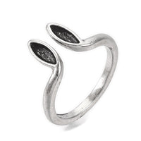 Alloy Cuff Finger Ring Rabbit Ear Antique Silver Size 6 Adjustable 16.5mm P458