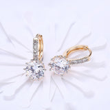 Yellow Gold Plated Earrings  Hoop Huggies AAA Zirconia  Latch Back Clasp L552