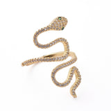 Adjustable Ring Cuff Cubic Zirconia Snake Gold Size 7 Adjustable 17mm  P677