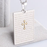 316L Stainless Steel Pendant 1.06X1.56 Inch Cross Bible Silver Necklace 22" B61