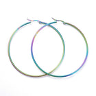 304 Stainless Steel Hoop Earrings Ring Multi- 70x2mm pin 0.6x1mm P332