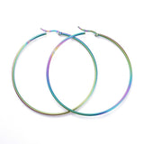 304 Stainless Steel Hoop Earrings Ring Multi- 70x2mm pin 0.6x1mm P332