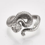 Alloy Cuff Finger Ring Rattle Snake Antique Silver Size 8 Adjustable 18.5mm P438