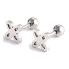 304 Stainless Steel Ear Plugs Ear Studs Flower Silver 6x8x2mm Pin: 1mm Z353