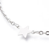 Stainless Steel Cable Anklet Bracelet Star Links Lobster Silver 8.8" 22.5cm Z35