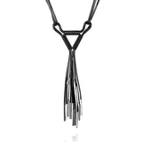 PU Leather Black Platinum Necklace L84