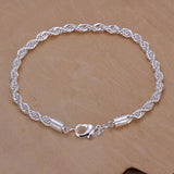 Unisex Women's Sterling Silver Plated r Bracelet Size 8 Inches 4MM lobster L7