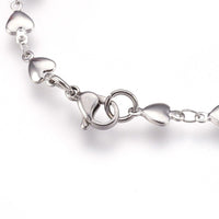 Stainless Steel Link Bracelet Lobster Heart Silver 8.4inches 21.5cm 5mm Z82