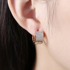 Yellow Gold Plated Earrings  Hoop Huggies AAA Zirconia  Latch Back Clasp L573