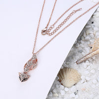 Rose Gold Plated Necklace Pendant Fox Sugar Glide Zirconia B78