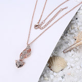 Rose Gold Plated Necklace Pendant Fox Sugar Glide Zirconia B78