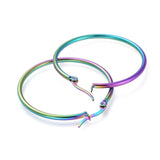 304 Stainless Steel Hoop Earrings Ring Multi-Color 39x2mm pin 0.6x1mm P336