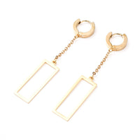 Stainless Steel Dangle Hoop Earrings Earrings Rectangle Gold 69mm 0.8mm Z290