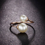 Rose Gold Plated Acrylic Pearl Cuff Rings Open Rings Gold Size 7 Adjustable Z689