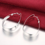 Sterling Silver Plated Hoop Pierced Earrings 1.92" Inches L6