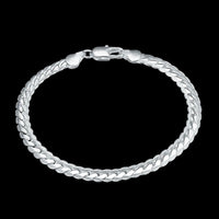 Women Sterling Silver Plated Link Snake Cahin Bracelet 8 Inches 6MM Lobster L61