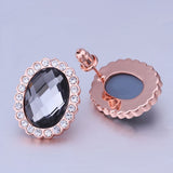 Rose Gold Zirconia Drop Stud Earrings L95