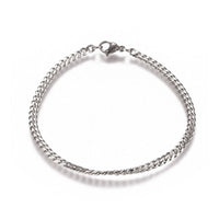 Curb Chain Twisted Bracelet Stainless Steel Lobster Silver 8" 3.5mm A61