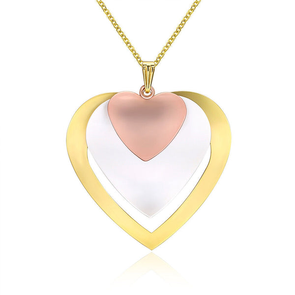 Yellow Rose Gold Plated Necklace Pendant Heart Drop 19 Inches 1MM Lobster B273