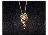 Gold Plated Necklace Pendant Snake AAA Cubic Zirconia Women's Round G171