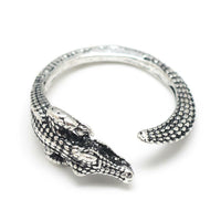 Alloy Cuff Ring Crocodile Adjustable Antique Silver Size 8 Adjustable 18mm P421