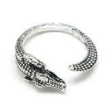 Alloy Cuff Ring Crocodile Adjustable Antique Silver Size 8 Adjustable 18mm P421
