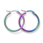304 Stainless Steel Hoop Earrings Ring Multi- 25x2mm pin 0.7x1mm P328