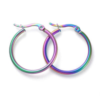 304 Stainless Steel Hoop Earrings Ring Multi- 25x2mm pin 0.7x1mm P328