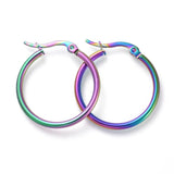 304 Stainless Steel Hoop Earrings Ring Multi- 25x2mm pin 0.7x1mm P328