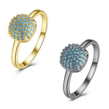 Yellow Gold Black Gunmetal Plated Halo Fashion Ring Kallaite Blue B494