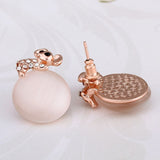 Rose Gold Zirconia Drop Stud Earrings L93