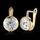 Yellow Gold Plated Earrings  Drop Dangle AAA Zirconia  Latch Back Clasp L576