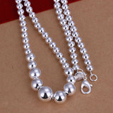 Sterling Silver Plated Necklace Hollow Beads Balls 18 Inches 8MM Lobster B93