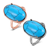 Rse Gold Platinum Plated Halo Ring Womens Kallaite Stone Blue B507