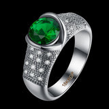 Platinum Plated Fashion Ring Green AAA Zirconia Women B346