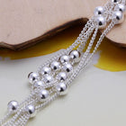 Unisex Women's Sterling Silver Plated  Bracelet Beads Size 8 Inches 4MM Toggle L18