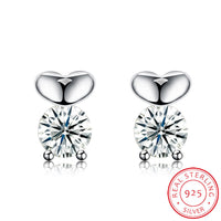 Sterling Silver Plated  Earrings  Stud AAA Zirconia  Push Back Clasp L799