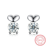 Sterling Silver Plated  Earrings  Stud AAA Zirconia  Push Back Clasp L799