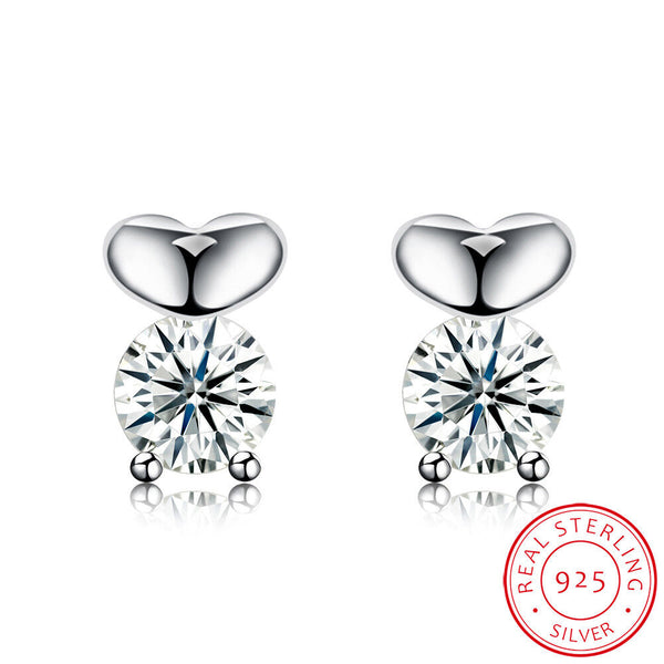 Sterling Silver Plated  Earrings  Stud AAA Zirconia  Push Back Clasp L799