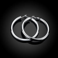 Sterling Silver Plated Hoop Pierced Earrings 1.8" Inches L100