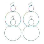 Stainless Steel Dangle Earrings Plastic Ear Nuts Ring Rainbow 75mm 0.6mm Z319