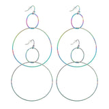 Stainless Steel Dangle Earrings Plastic Ear Nuts Ring Rainbow 75mm 0.6mm Z319